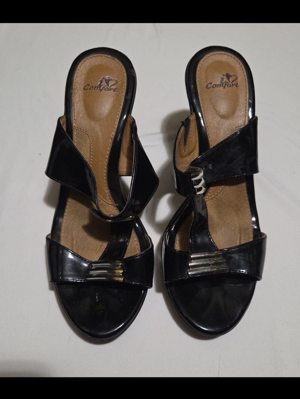 I comfort Women's size 7 black gloss heels #12